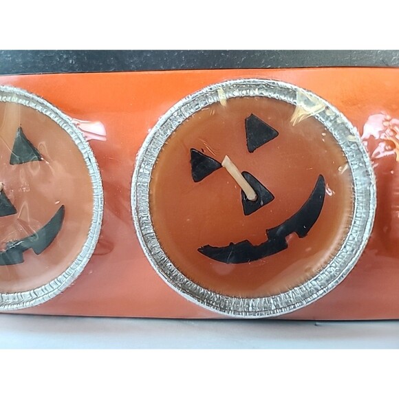 Spooky Hollow Pumpkin Lights Candle Set Of Three Vintage From 1995 - Picture 4 of 10
